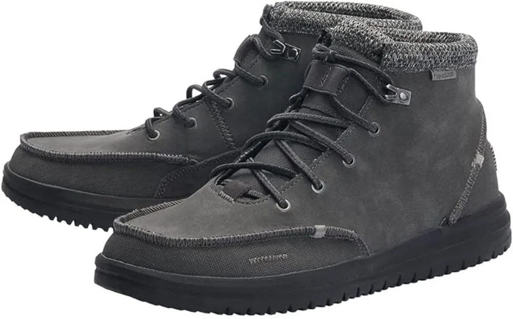 Hey Dude Bradley Boots Mocassin Lace Up Hi Top Waterproof Leather Gray Granite 7
